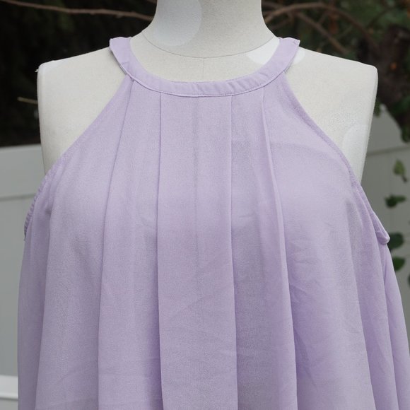 Lavender high-neck Flowy crop top - Picture 2 of 6